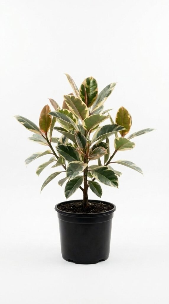 Ficus elastica 'Ruby"  variegated - 6"