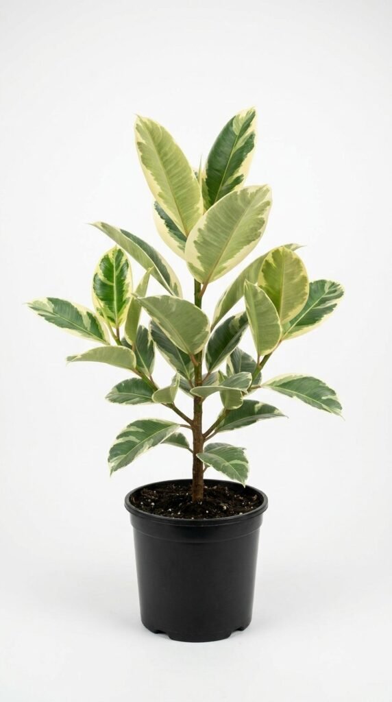 Ficus elastica 'Tineke"  variegated - 6"